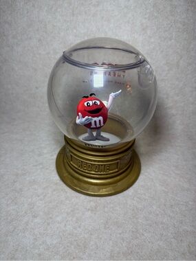 Red One Snow Globe M&M Candy Bucket AMC Exclusive Lights Up Christmas 2024